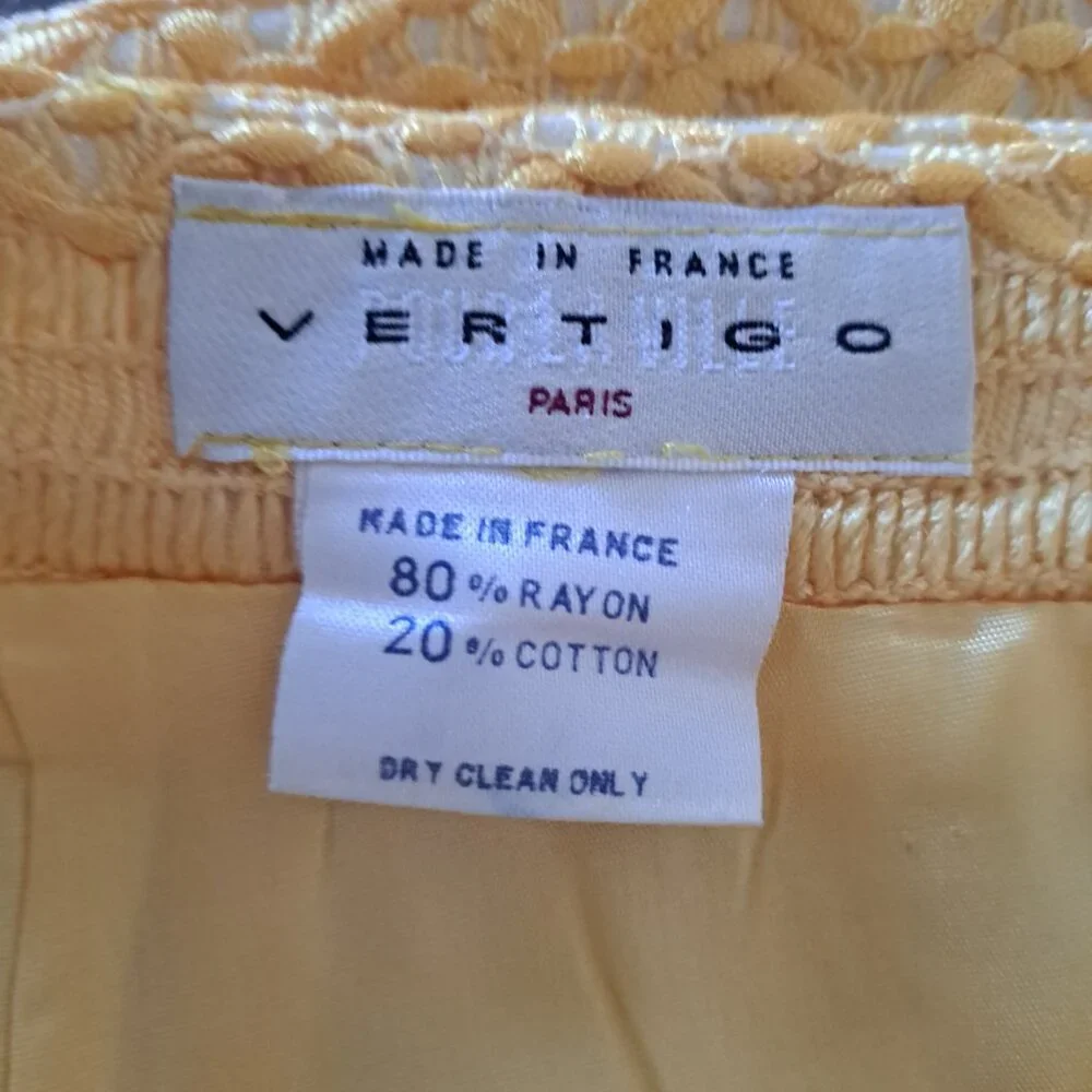 Vintage VERTIGO Rayon Cotton Blend Jacket Mini Skirt Suit Made in France Size M - Picture 4 of 15